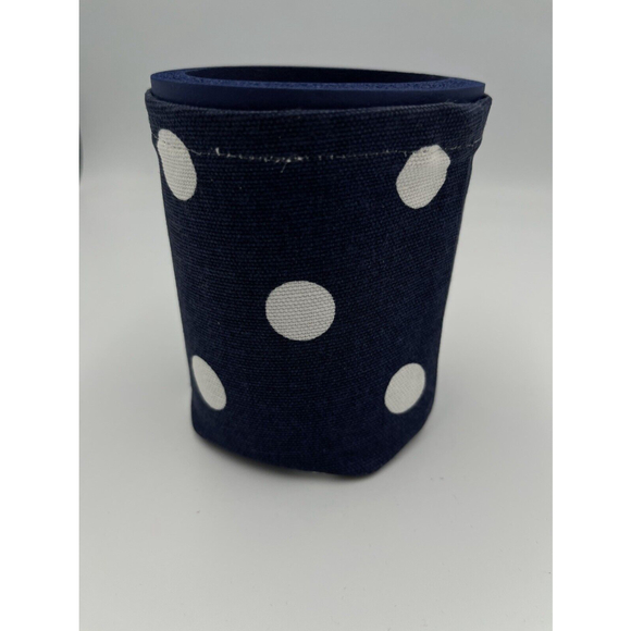 Mee Too Blue White dot Fabric Can Holder With Orange Monogram M Game Day - Picture 3 of 5